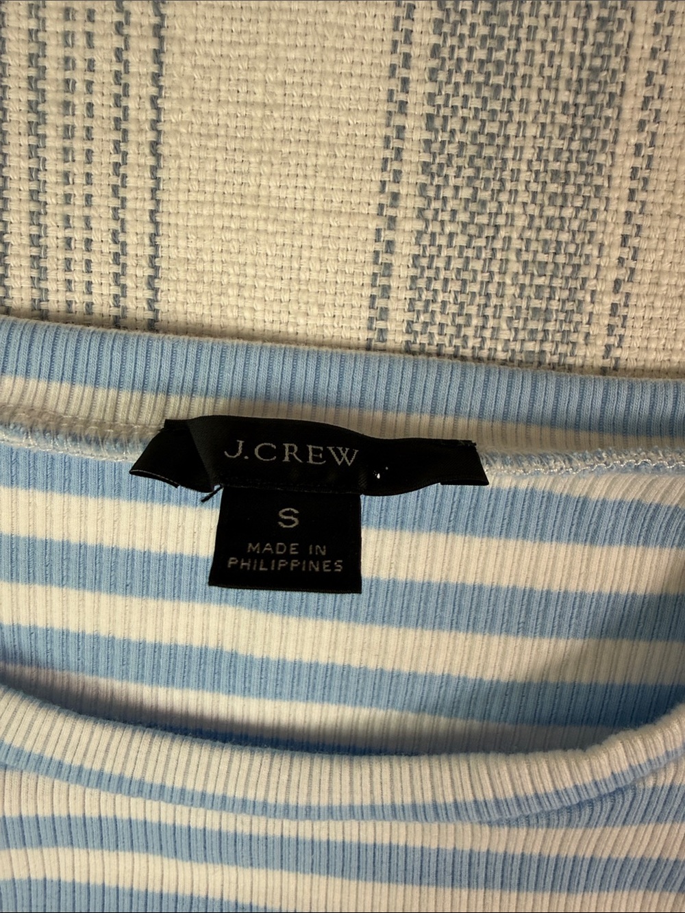 J.Crew Blue & White Striped Ribbed Ruffle Tank Top Size Small - Picture 3 of 8